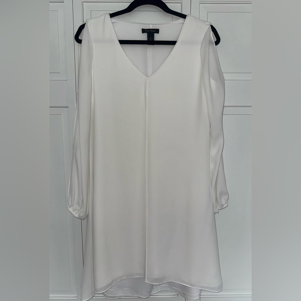 White House Black Market White Split Sleeve V-Neck Dress